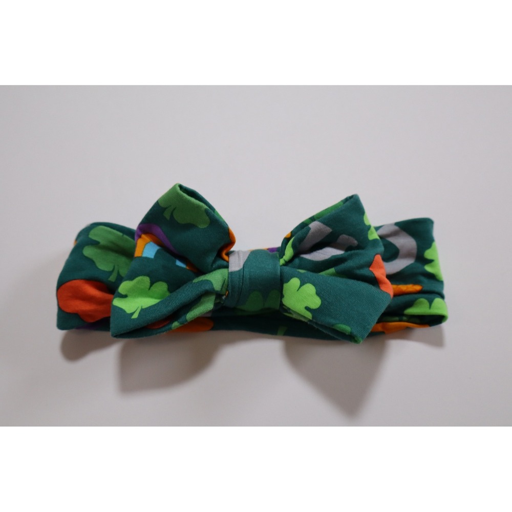 Little Sleepies St Patricks Day Shamrock Bamboo Bow Headband NB-3T